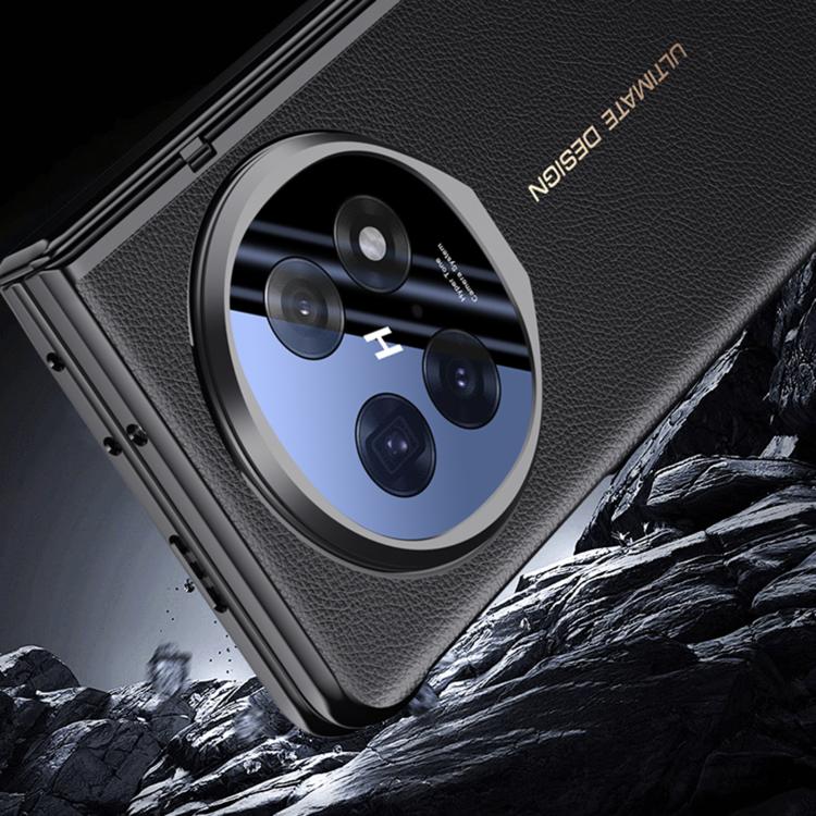 For OPPO Find N5 Integrated Privacy Electroplating Leather Hinge Lens Holder Phone Case(Black) - Find N5 Cases by buy2fix | Online Shopping UK | buy2fix