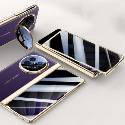 For OPPO Find N5 Integrated Privacy Electroplating Leather Hinge Lens Holder Phone Case(Purple) - Find N5 Cases by buy2fix | Online Shopping UK | buy2fix