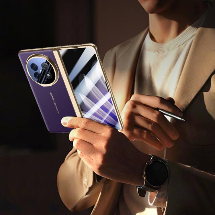 For OPPO Find N5 Integrated Privacy Electroplating Leather Hinge Lens Holder Phone Case(Purple) - Find N5 Cases by buy2fix | Online Shopping UK | buy2fix