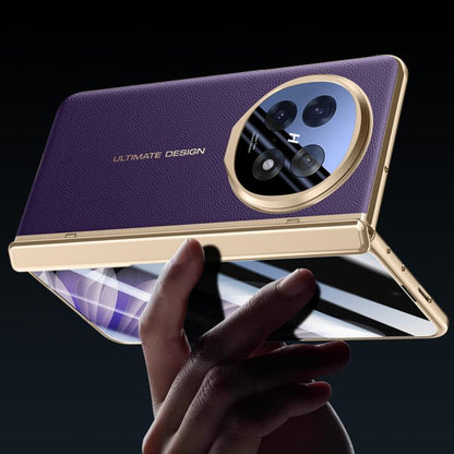 For OPPO Find N5 Integrated Privacy Electroplating Leather Hinge Lens Holder Phone Case(Purple) - Find N5 Cases by buy2fix | Online Shopping UK | buy2fix