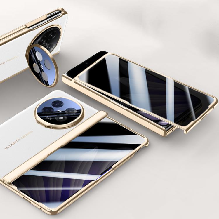 For OPPO Find N5 Integrated Privacy Electroplating Leather Hinge Lens Holder Phone Case(White) - Find N5 Cases by buy2fix | Online Shopping UK | buy2fix