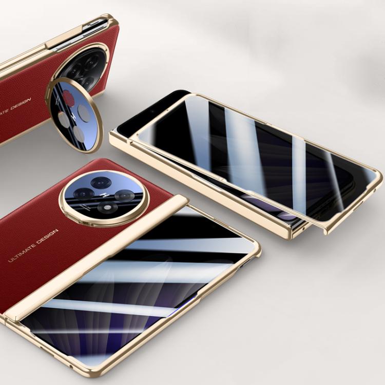 For OPPO Find N5 Integrated Privacy Electroplating Leather Hinge Lens Holder Phone Case(Red) - Find N5 Cases by buy2fix | Online Shopping UK | buy2fix