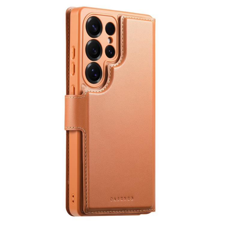 For Samsung Galaxy S25 Ultra 5G CaseNeo Finger Grip Strap MagSafe Leather Phone Case(Brown) - Galaxy S25 Ultra 5G Cases by CaseNeo | Online Shopping UK | buy2fix