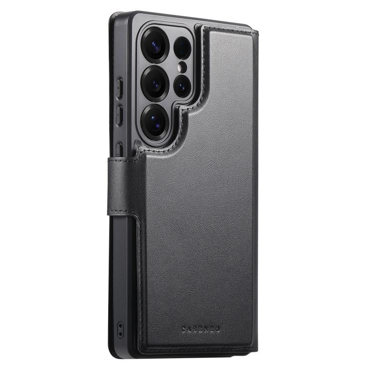 For Samsung Galaxy S25 Ultra 5G CaseNeo Finger Grip Strap MagSafe Leather Phone Case(Black) - Galaxy S25 Ultra 5G Cases by CaseNeo | Online Shopping UK | buy2fix