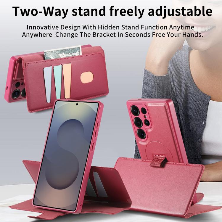 For Samsung Galaxy S25 Ultra 5G CaseNeo Finger Grip Strap MagSafe Leather Phone Case(Red) - Galaxy S25 Ultra 5G Cases by CaseNeo | Online Shopping UK | buy2fix