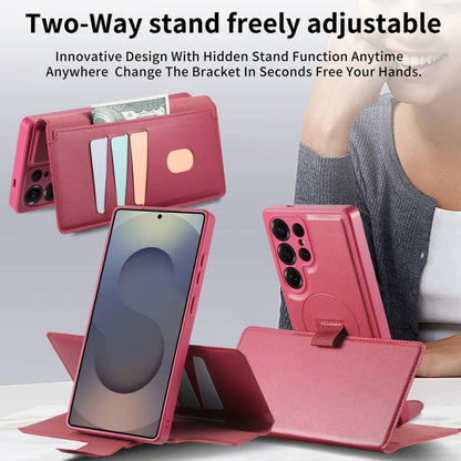 For Samsung Galaxy S25 Ultra 5G CaseNeo Finger Grip Strap MagSafe Leather Phone Case(Red) - Galaxy S25 Ultra 5G Cases by CaseNeo | Online Shopping UK | buy2fix