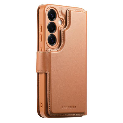 For Samsung Galaxy S25 / S24 5G CaseNeo Finger Grip Strap MagSafe Leather Phone Case(Brown) - Galaxy S25 5G Cases by CaseNeo | Online Shopping UK | buy2fix