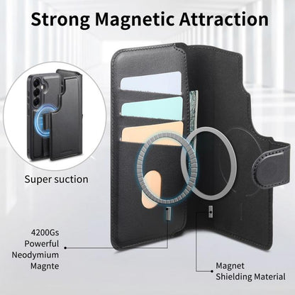 For Samsung Galaxy S25 / S24 5G CaseNeo Finger Grip Strap MagSafe Leather Phone Case(Black) - Galaxy S25 5G Cases by CaseNeo | Online Shopping UK | buy2fix