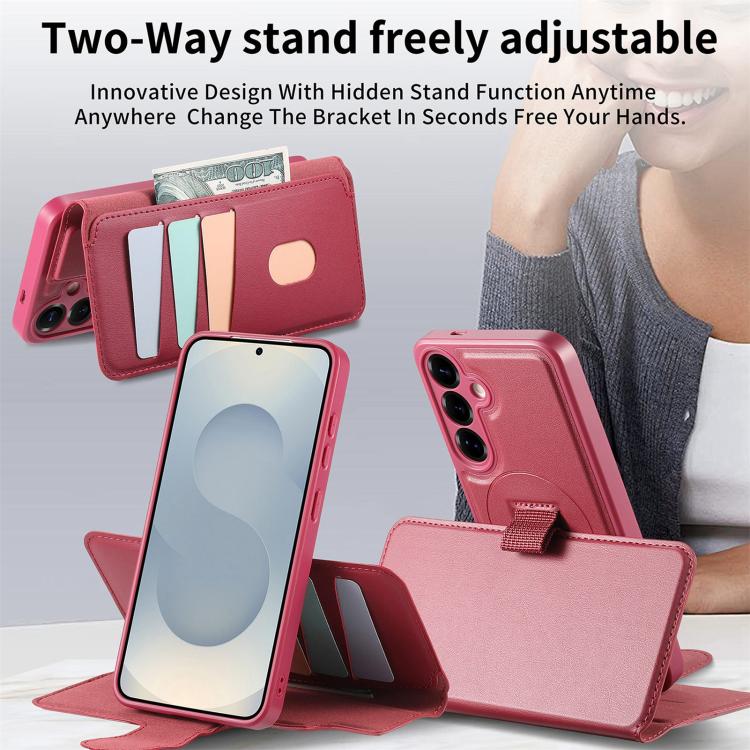 For Samsung Galaxy S25 / S24 5G CaseNeo Finger Grip Strap MagSafe Leather Phone Case(Red) - Galaxy S25 5G Cases by CaseNeo | Online Shopping UK | buy2fix