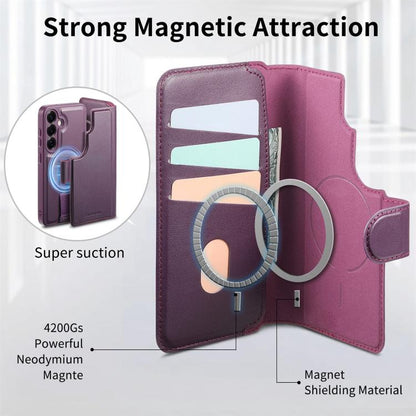 For Samsung Galaxy S25+ / S24+ 5G CaseNeo Finger Grip Strap MagSafe Leather Phone Case(Purple) - Galaxy S25+ 5G Cases by CaseNeo | Online Shopping UK | buy2fix