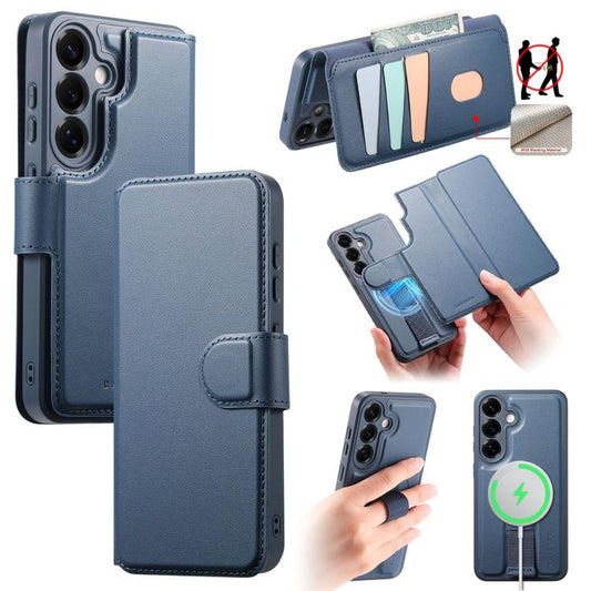 For Samsung Galaxy S25+ / S24+ 5G CaseNeo Finger Grip Strap MagSafe Leather Phone Case(Blue) - Galaxy S25+ 5G Cases by CaseNeo | Online Shopping UK | buy2fix