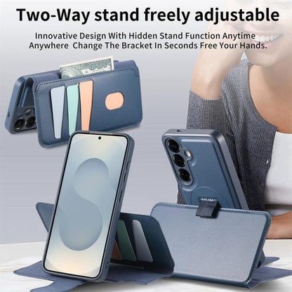 For Samsung Galaxy S25+ / S24+ 5G CaseNeo Finger Grip Strap MagSafe Leather Phone Case(Blue) - Galaxy S25+ 5G Cases by CaseNeo | Online Shopping UK | buy2fix