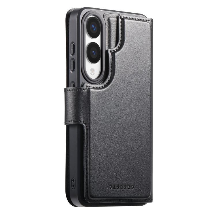 For Samsung Galaxy S25 Edge 5G CaseNeo Finger Grip Strap MagSafe Leather Phone Case(Black) - Galaxy S25 Edge 5G Cases by CaseNeo | Online Shopping UK | buy2fix