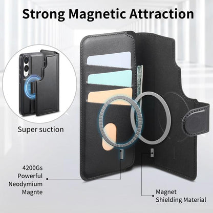 For Samsung Galaxy S25 Edge 5G CaseNeo Finger Grip Strap MagSafe Leather Phone Case(Black) - Galaxy S25 Edge 5G Cases by CaseNeo | Online Shopping UK | buy2fix