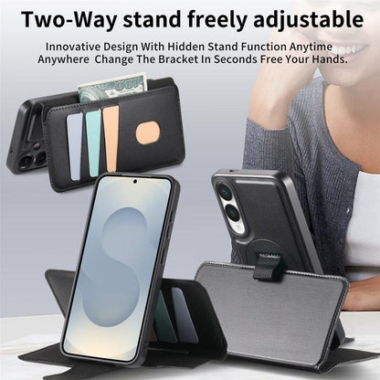 For Samsung Galaxy S25 Edge 5G CaseNeo Finger Grip Strap MagSafe Leather Phone Case(Black) - Galaxy S25 Edge 5G Cases by CaseNeo | Online Shopping UK | buy2fix