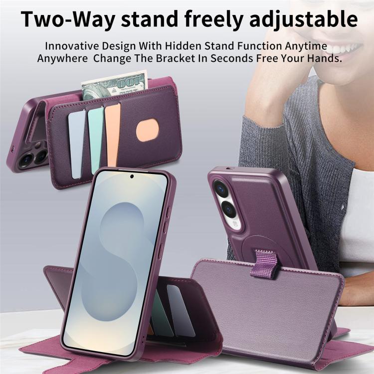 For Samsung Galaxy S25 Edge 5G CaseNeo Finger Grip Strap MagSafe Leather Phone Case(Purple) - Galaxy S25 Edge 5G Cases by CaseNeo | Online Shopping UK | buy2fix