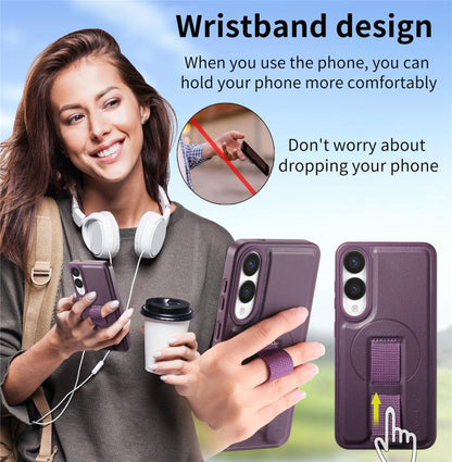 For Samsung Galaxy S25 Edge 5G CaseNeo Finger Grip Strap MagSafe Leather Phone Case(Purple) - Galaxy S25 Edge 5G Cases by CaseNeo | Online Shopping UK | buy2fix