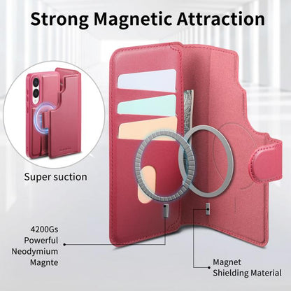 For Samsung Galaxy S25 Edge 5G CaseNeo Finger Grip Strap MagSafe Leather Phone Case(Red) - Galaxy S25 Edge 5G Cases by CaseNeo | Online Shopping UK | buy2fix