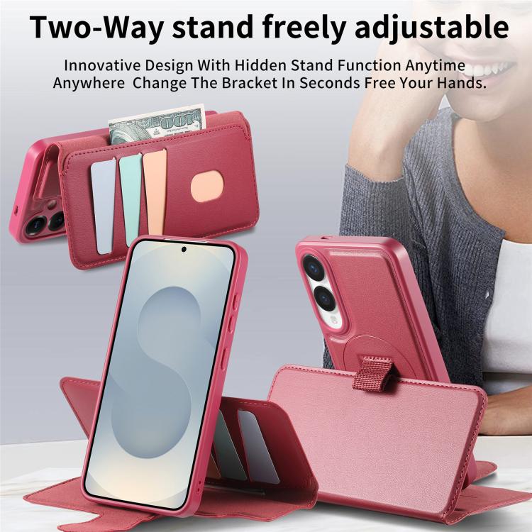 For Samsung Galaxy S25 Edge 5G CaseNeo Finger Grip Strap MagSafe Leather Phone Case(Red) - Galaxy S25 Edge 5G Cases by CaseNeo | Online Shopping UK | buy2fix