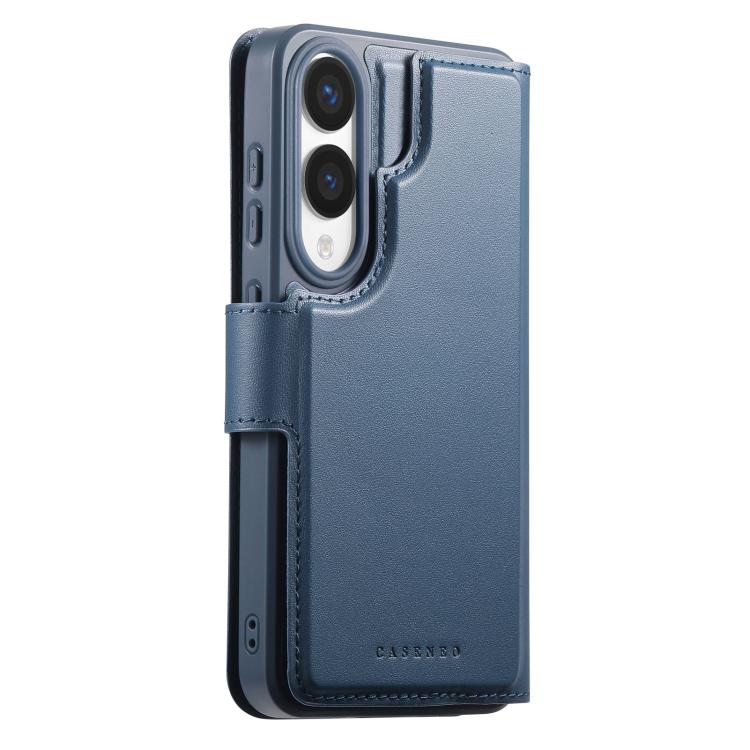 For Samsung Galaxy S25 Edge 5G CaseNeo Finger Grip Strap MagSafe Leather Phone Case(Blue) - Galaxy S25 Edge 5G Cases by CaseNeo | Online Shopping UK | buy2fix