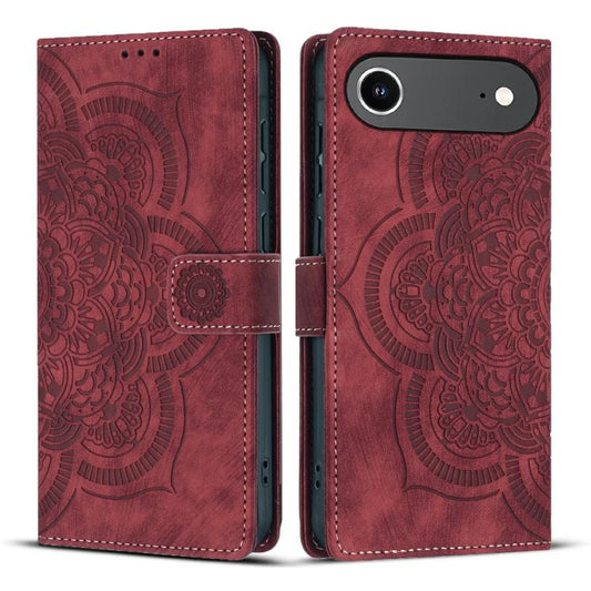 For iPhone Air Mandala Embossed Retro Frosted Leather Phone Case(Red) - iPhone Air Cases by buy2fix | Online Shopping UK | buy2fix