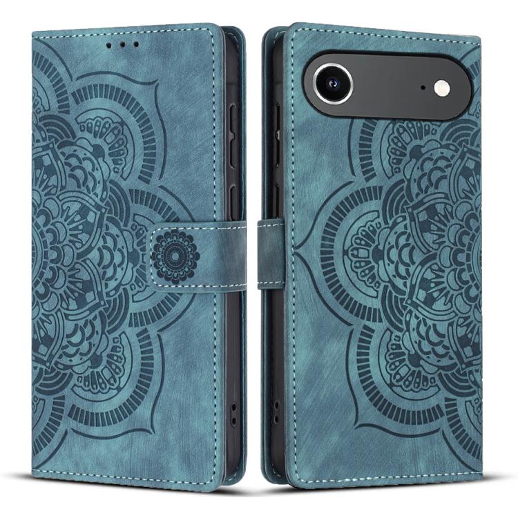For iPhone Air Mandala Embossed Retro Frosted Leather Phone Case(Blue) - iPhone Air Cases by buy2fix | Online Shopping UK | buy2fix