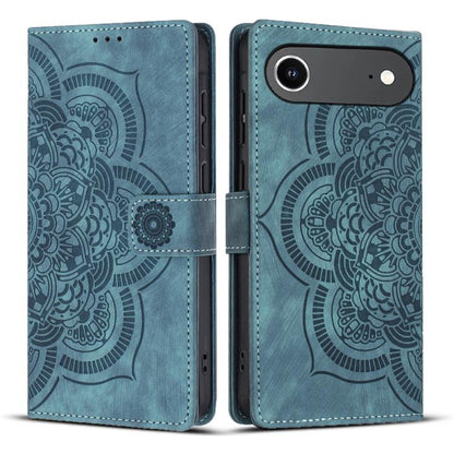 For iPhone Air Mandala Embossed Retro Frosted Leather Phone Case(Blue) - iPhone Air Cases by buy2fix | Online Shopping UK | buy2fix