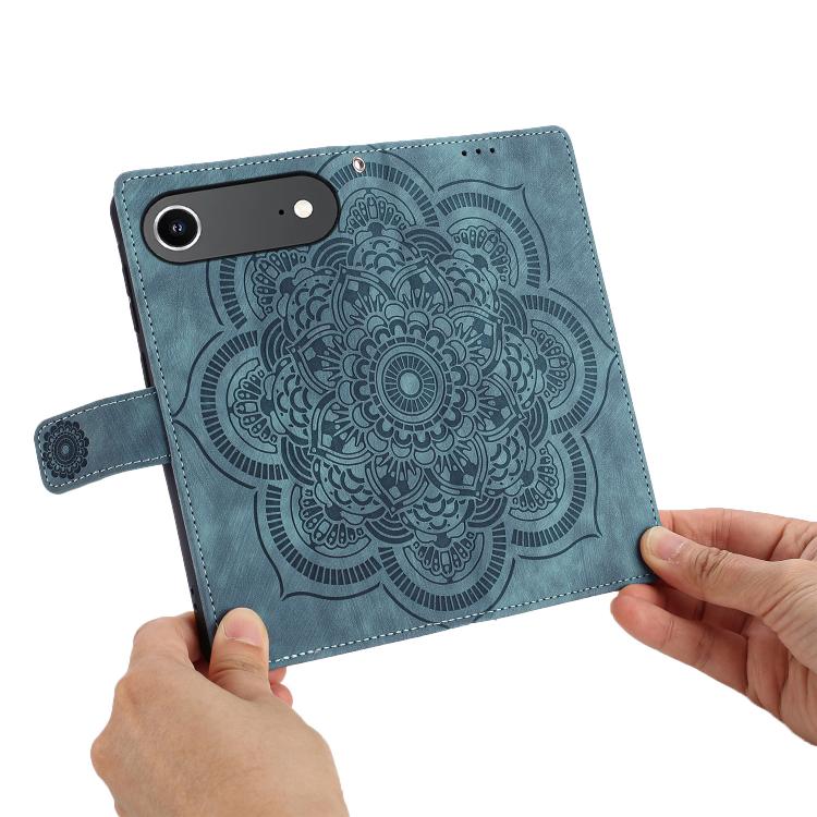 For iPhone Air Mandala Embossed Retro Frosted Leather Phone Case(Blue) - iPhone Air Cases by buy2fix | Online Shopping UK | buy2fix