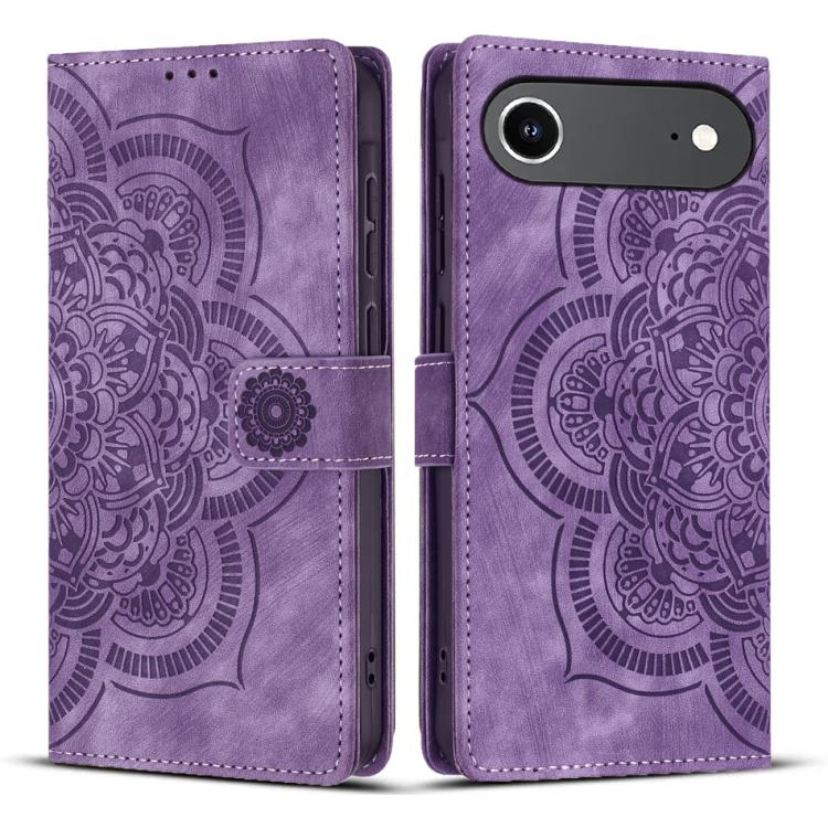 For iPhone Air Mandala Embossed Retro Frosted Leather Phone Case(Purple) - iPhone Air Cases by buy2fix | Online Shopping UK | buy2fix