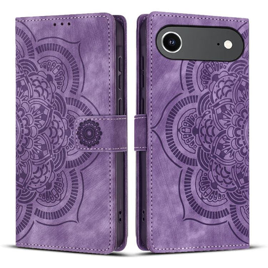 For iPhone Air Mandala Embossed Retro Frosted Leather Phone Case(Purple) - iPhone Air Cases by buy2fix | Online Shopping UK | buy2fix