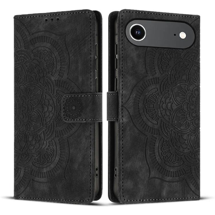 For iPhone Air Mandala Embossed Retro Frosted Leather Phone Case(Black) - iPhone Air Cases by buy2fix | Online Shopping UK | buy2fix
