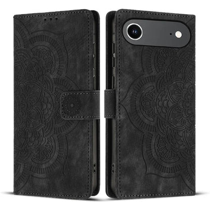 For iPhone Air Mandala Embossed Retro Frosted Leather Phone Case(Black) - iPhone Air Cases by buy2fix | Online Shopping UK | buy2fix