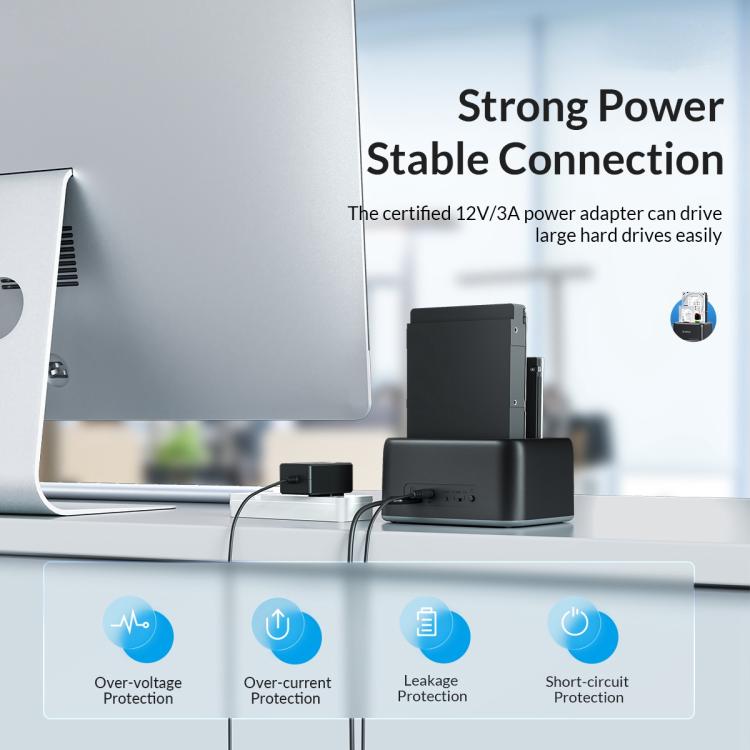 ORICO 6819C3 2.5 / 3.5 inch HDD / SSD Single Bay SATA Drive Docking Station, US Plug(Black) - HDD Enclosure by ORICO | Online Shopping UK | buy2fix