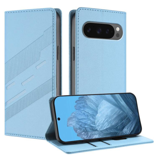 For Google Pixel 10 / 10 Pro Embossed Multi-functional Wallet Retro Leather Phone Case(Light Blue) - Google Cases by buy2fix | Online Shopping UK | buy2fix