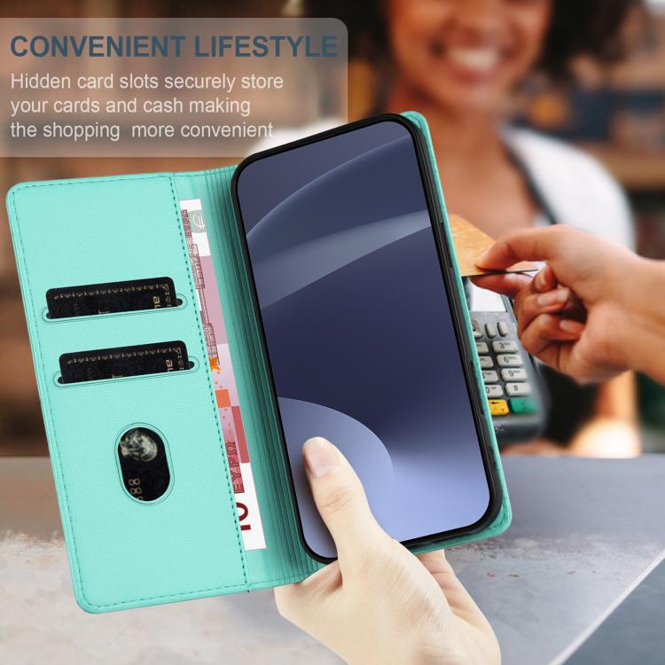 For Google Pixel 10 Pro XL Embossed Multi-functional Wallet Retro Leather Phone Case(Mint Green) - Google Cases by buy2fix | Online Shopping UK | buy2fix