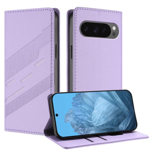For Google Pixel 10 Pro XL Embossed Multi-functional Wallet Retro Leather Phone Case(Light Purple) - Google Cases by buy2fix | Online Shopping UK | buy2fix