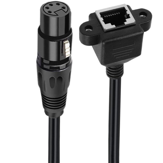 XLR 5 Pin Female to RJ45 Female Audio Cable, Length: 30cm(Black)