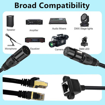 XLR 5 Pin Female to RJ45 Female Audio Cable, Length: 30cm(Black) - Lan Cable and Tools by buy2fix | Online Shopping UK | buy2fix