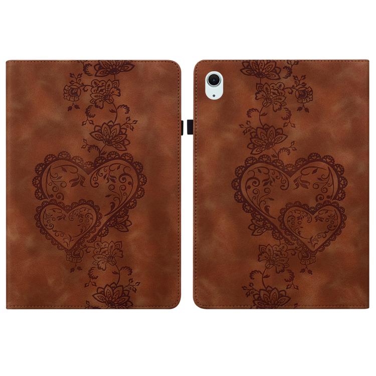 For iPad Air 13 2025 / 2024 / Pro 12.9 Love Hearts Embossed Leather Smart Tablet Case(Brown) - iPad Air 13 2025 / 2024 Cases by buy2fix | Online Shopping UK | buy2fix