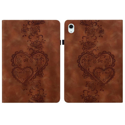 For iPad Air 13 2025 / 2024 / Pro 12.9 Love Hearts Embossed Leather Smart Tablet Case(Brown) - iPad Air 13 2025 / 2024 Cases by buy2fix | Online Shopping UK | buy2fix