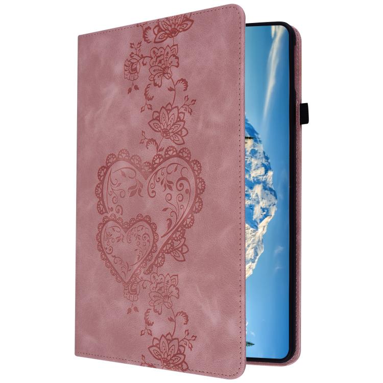 For iPad Air 13 2025 / 2024 / Pro 12.9 Love Hearts Embossed Leather Smart Tablet Case(Pink) - iPad Air 13 2025 / 2024 Cases by buy2fix | Online Shopping UK | buy2fix