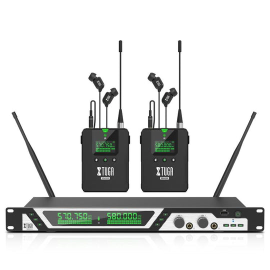 XTUGA SEM200 Wireless Stereo Stage Performance Professional In-ear Monitor System 2 BodyPacks + Transmitter