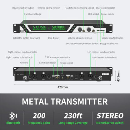 XTUGA SEM200 Wireless Stereo Stage Performance Professional In-ear Monitor System One BodyPack - Microphone by XTUGA | Online Shopping UK | buy2fix