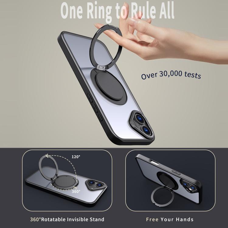 For iPhone 16 Plus 360-degree Rotating MagSafe Magnetic Holder Phone Case(Black) - iPhone 16 Plus Cases by buy2fix | Online Shopping UK | buy2fix
