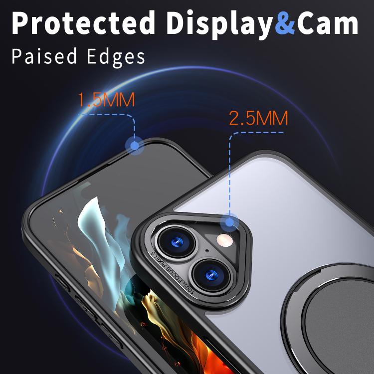 For iPhone 16 Plus 360-degree Rotating MagSafe Magnetic Holder Phone Case(Black) - iPhone 16 Plus Cases by buy2fix | Online Shopping UK | buy2fix