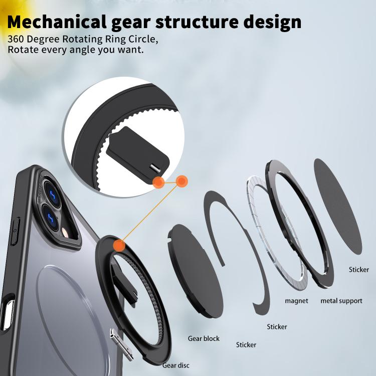 For iPhone 16 Plus 360-degree Rotating MagSafe Magnetic Holder Phone Case(Black) - iPhone 16 Plus Cases by buy2fix | Online Shopping UK | buy2fix