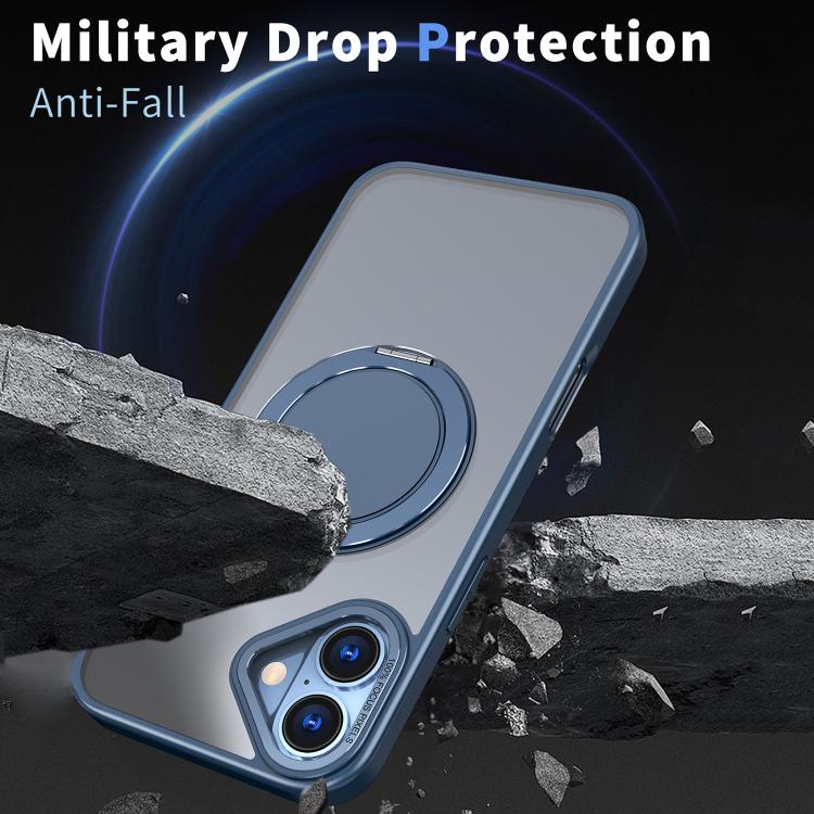 For iPhone 16 Plus 360-degree Rotating MagSafe Magnetic Holder Phone Case(Blue) - iPhone 16 Plus Cases by buy2fix | Online Shopping UK | buy2fix