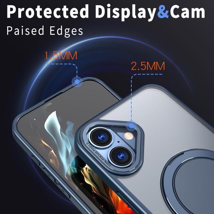 For iPhone 16 Plus 360-degree Rotating MagSafe Magnetic Holder Phone Case(Blue) - iPhone 16 Plus Cases by buy2fix | Online Shopping UK | buy2fix