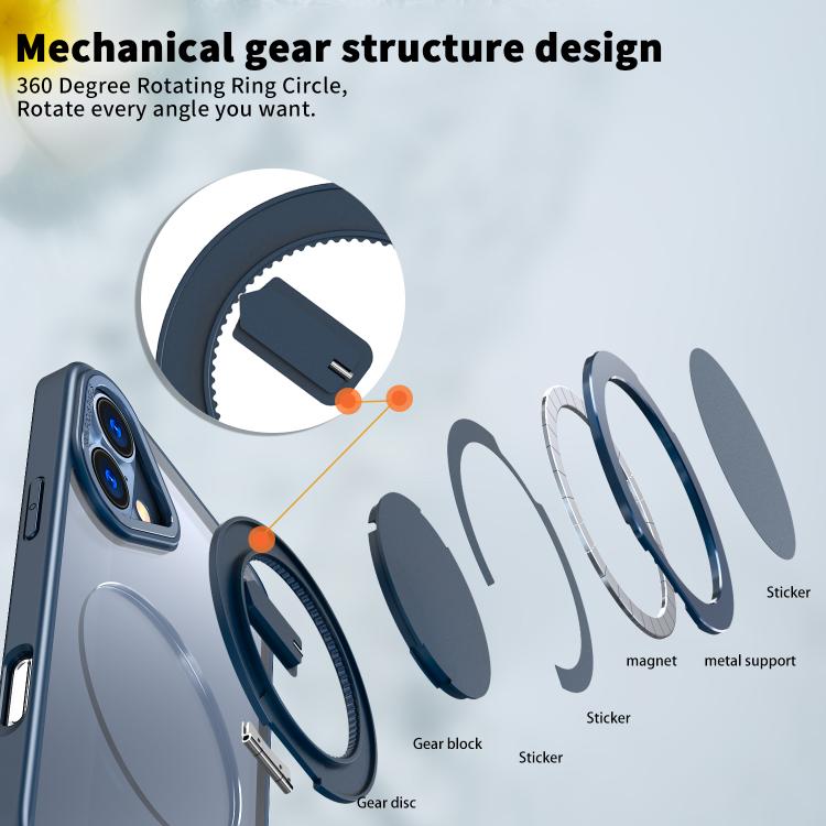 For iPhone 16 Plus 360-degree Rotating MagSafe Magnetic Holder Phone Case(Blue) - iPhone 16 Plus Cases by buy2fix | Online Shopping UK | buy2fix