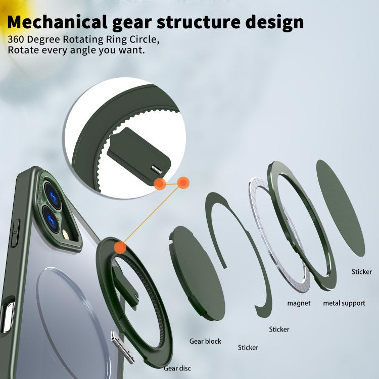 For iPhone 16 Plus 360-degree Rotating MagSafe Magnetic Holder Phone Case(Green) - iPhone 16 Plus Cases by buy2fix | Online Shopping UK | buy2fix